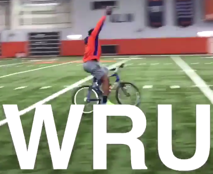 WATCH: Wilkins catches a pass while riding a bicycle