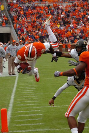 C.J. Spiller dives for the end zone in Clemson's 38-3 win over Wake Forest.