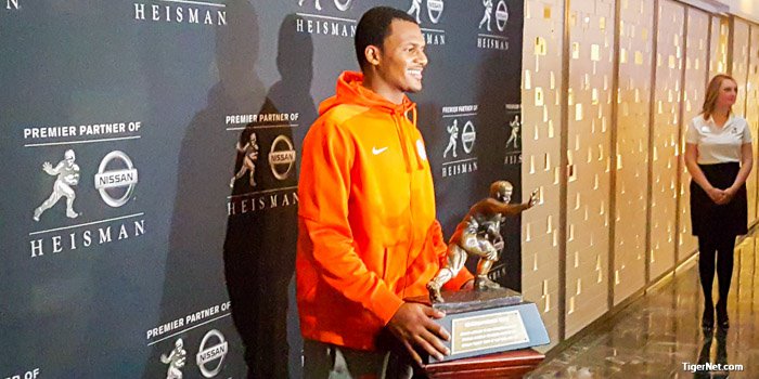 Watson poses with the trophy before last year's ceremony 