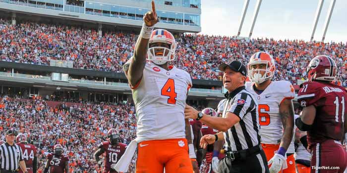 Deshaun Watson and Clemson go for three in a row against rival South Carolina