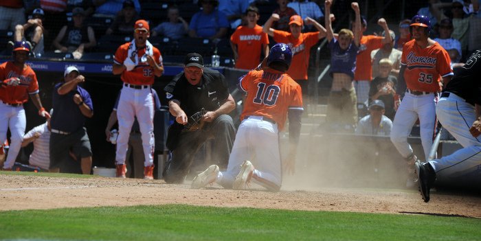 The umpire says Bryant got the plate as Clemson advances to ACC Championship 