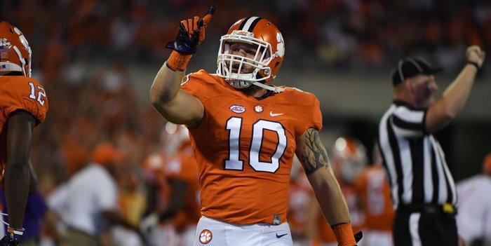 Ben Boulware reacts after stopping Louisville late 
