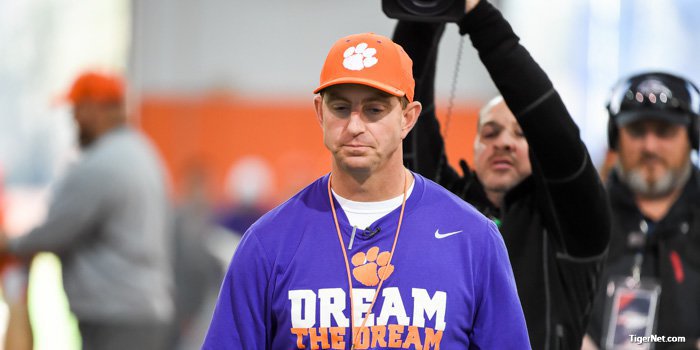 Friday update: Swinney talks salaries, first day of pads