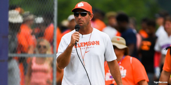 Swinney will oversee the beginning of his high school camps today 