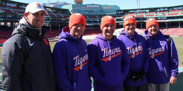 Clemson's baseball team poses at Fenway Park last week (Photo courtesy of Clemson Baseball and Brian Hennessy)