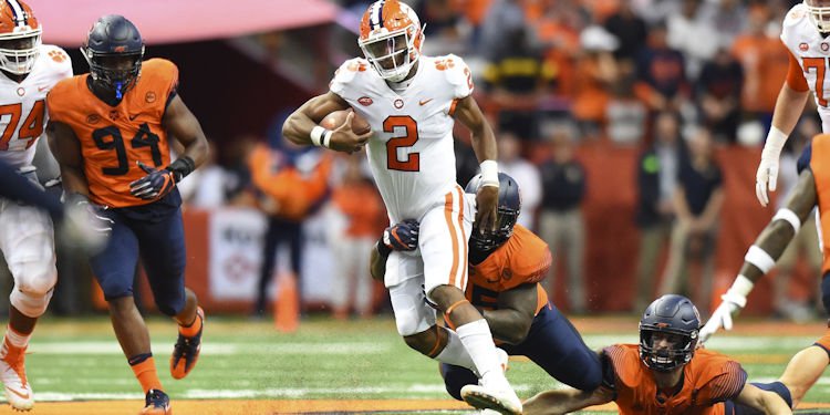 Kelly Bryant looks for running room Friday (Photo by Rich Barnes, USAT)