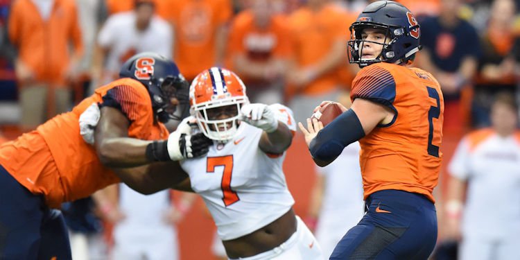 Syracuse QB Eric Dungey tallied over 350 yards of offense with three touchdowns in the 27-24 upset of No. 2 Clemson last season. (USA TODAY Sports-Rich Barnes)