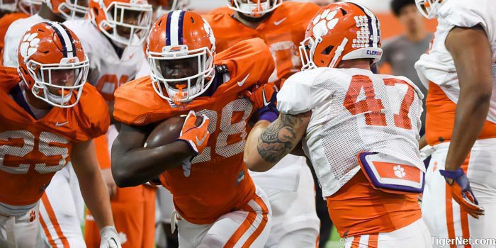 Feaster showed his strength during PAW drills earlier this week