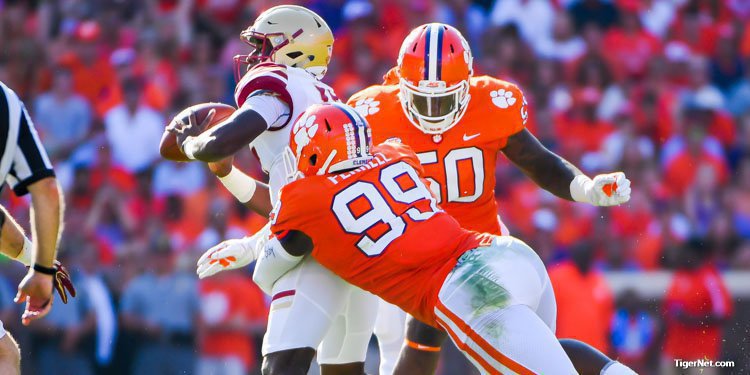 Clelin Ferrell goes after the quarterback early in the win over Boston College 