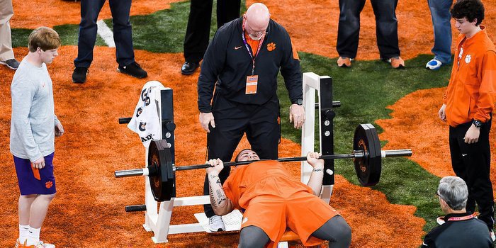 Guillermo runs the 40 during Clemson's Pro Day 