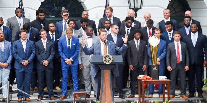 Clemson head coach Dabo Swinney speaks at The White House 