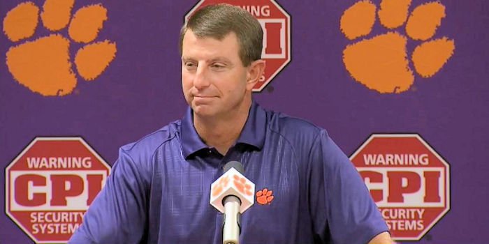 Swinney breaks down depth chart, health of Tigers heading into opener