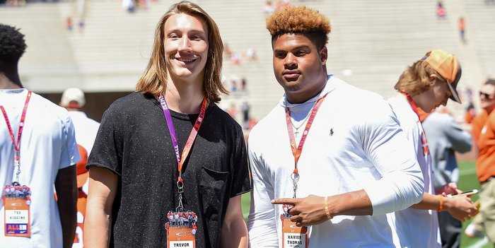 Trevor Lawrence and Xavier Thomas play for the East squad 