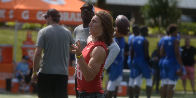 Trevor Lawrence during the morning session 