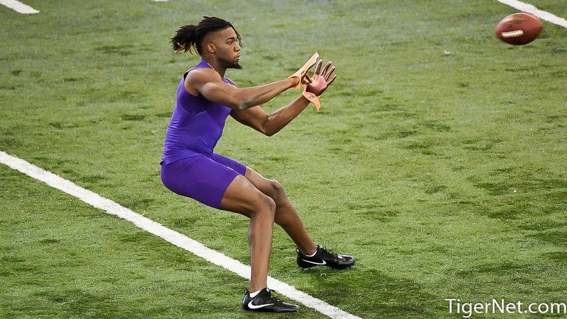 Deon Cain works out at Clemson's Pro Day Thursday 