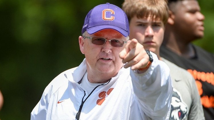 Clemson O-line coach Robbie Caldwell was a three-year letterman for the Paladins. 