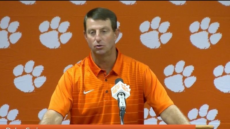 Clemson head coach Dabo Swinney says the Tigers have a challenge this week. 