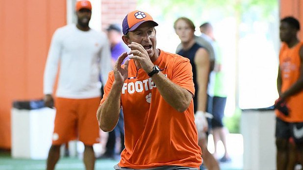 Swinney gives instructions during last weeks camp 