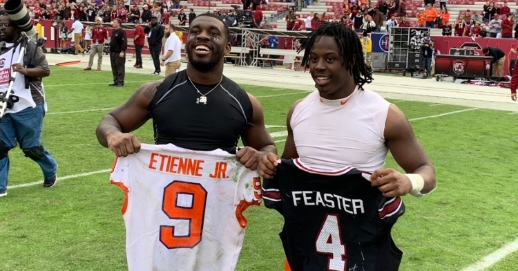 It was all love after the game between Etienne and Feaster