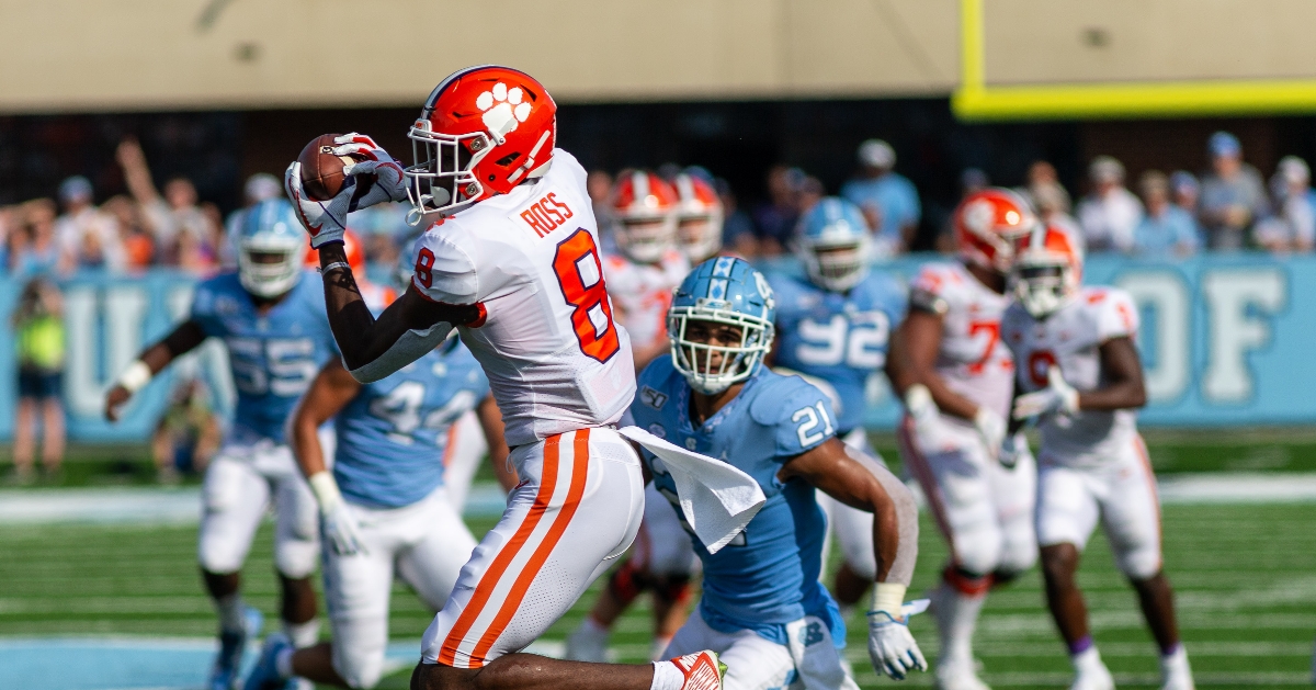 Justyn Ross makes a catch against UNC.
