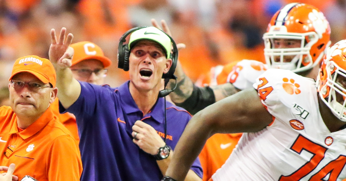 Venables makes a signal during the win over Syracuse