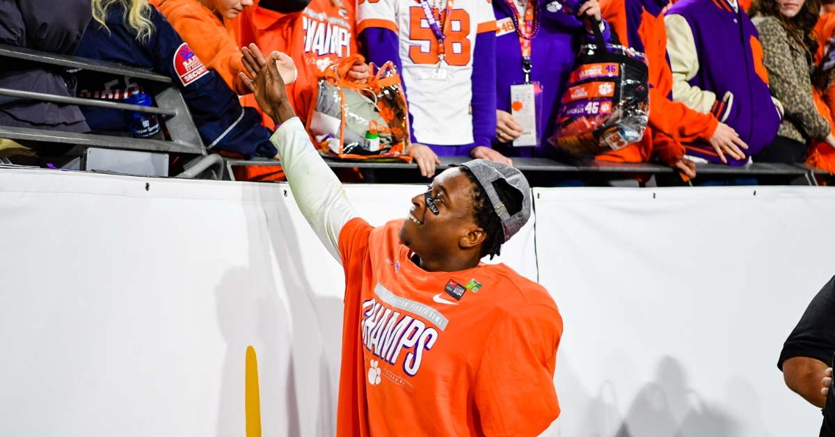 K'Von Wallace with the fans after the Fiesta Bowl. (Photo credit: Joshua Kelly - USA Today Sports)