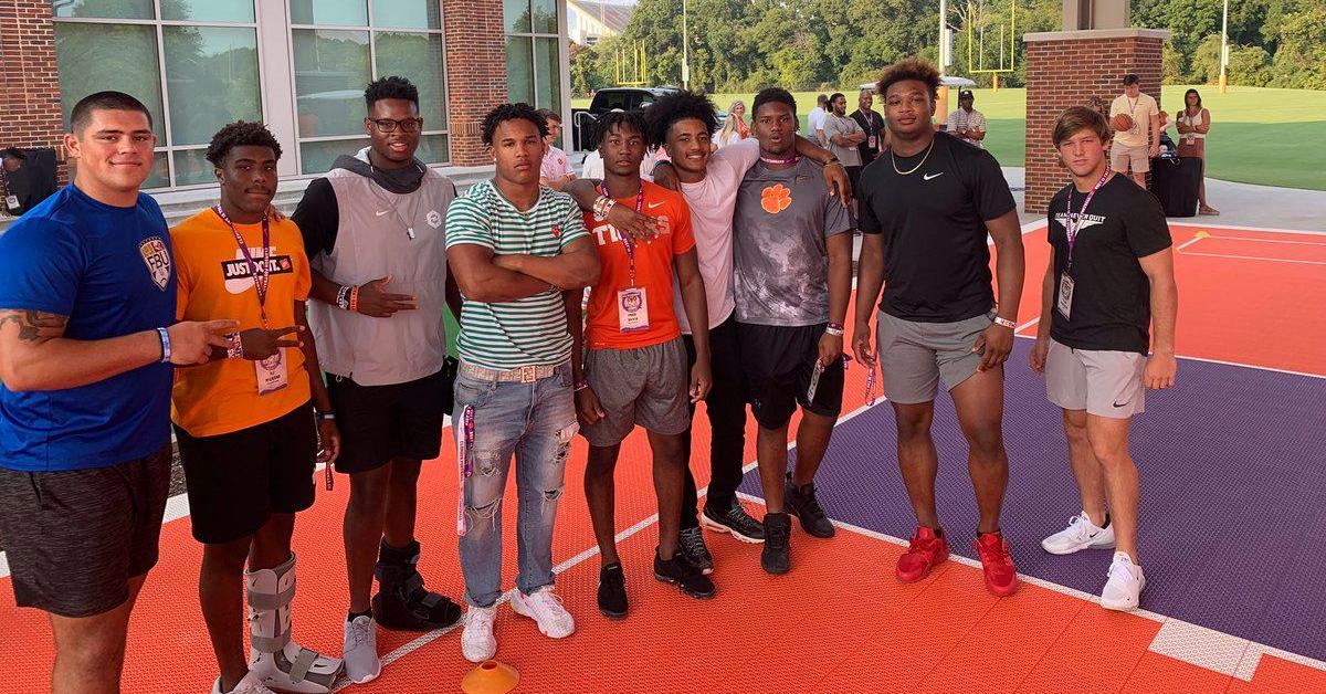 Defensive players at the Cookout pose for a photo 