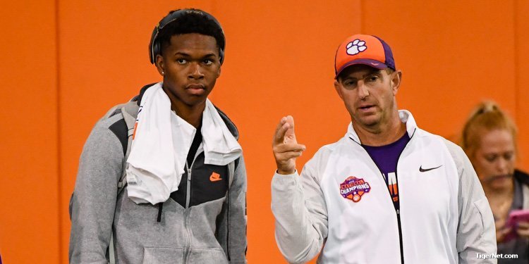 Williams spent time with Dabo Swinney at the high school camp in June 