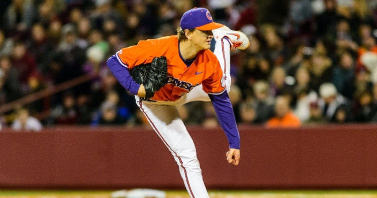 Clemson carried a no-hit bid into the ninth thanks to Sam Weatherly's big night. (Photo by David Grooms)