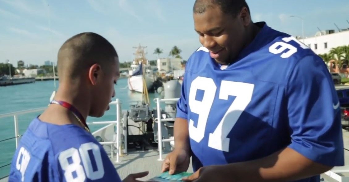 Lawrence was a first-round pick for the Giants and was able to surprise a diehard Giants fan with Super Bowl tickets.