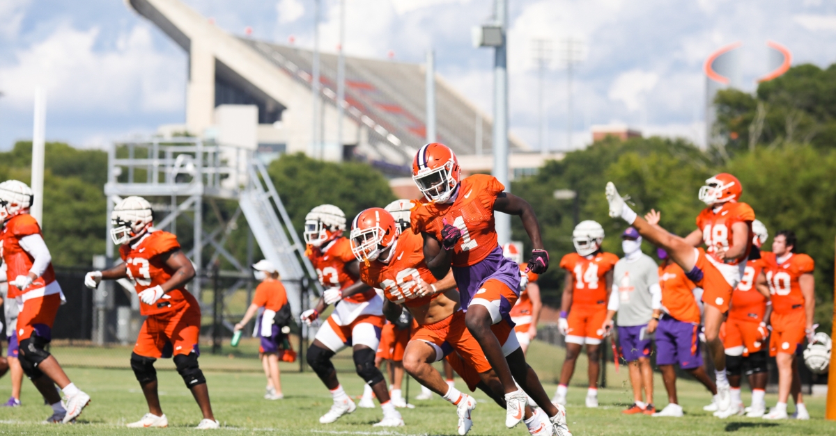 The Tigers practiced in Jervey Meadows. (Photo courtesy of CU Athletics)