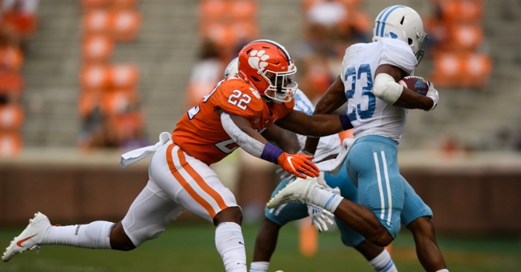 Simpson makes a tackle against The Citadel. (Photo courtesy ACC)