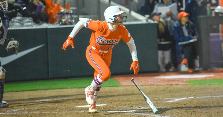 Cagle’s walk-off home run was her seventh homer of the season. (Photo: Clemson SID)
