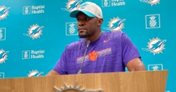 Dolphins head coach wears Clemson gear after losing bet to Christian Wilkins