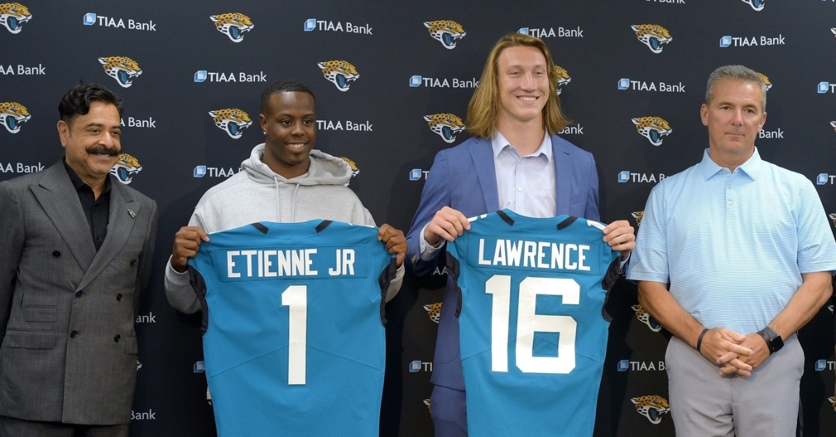 A jersey like Lawrence is holding in this photo will display prominently in the Nugent household (Bob Self/Florida Times-Union).