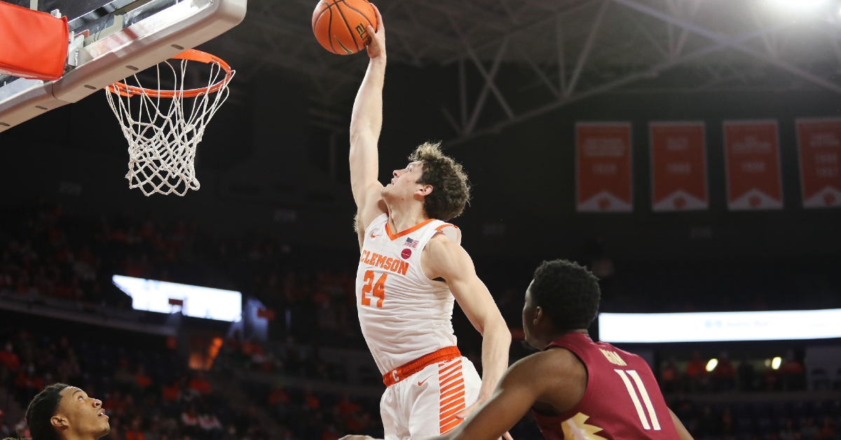 PJ Hall is the centerpiece of Clemson's returning group in the 2022-23 season. (Photo: Dawson Powers / USATODAY)