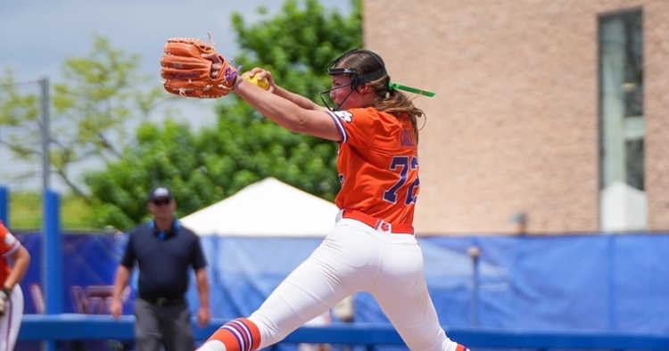 Valerie Cagle delivered a clutch start in a big win for the program. (Clemson softball Twitter photo)