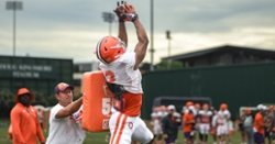 Thursday Practice Notes: Swinney on the microphone and the blocking pad